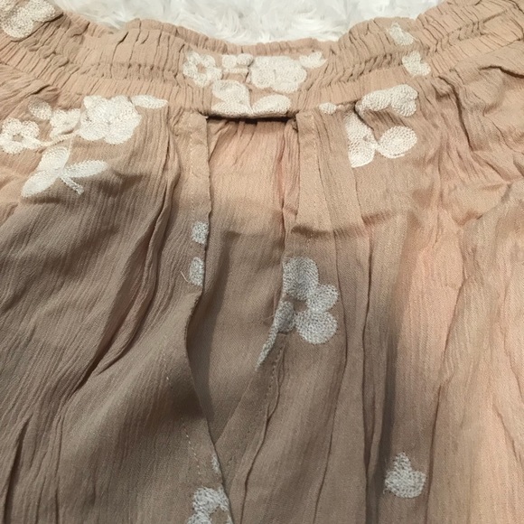 Off the Shoulder Taupe Embroidered Romper - Picture 8 of 8
